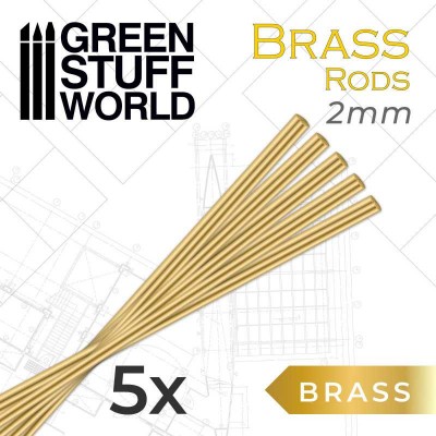 BRASS RODS 2mm - 5 pcs - LENGTH : 25cm - GREEN STUFF 9333